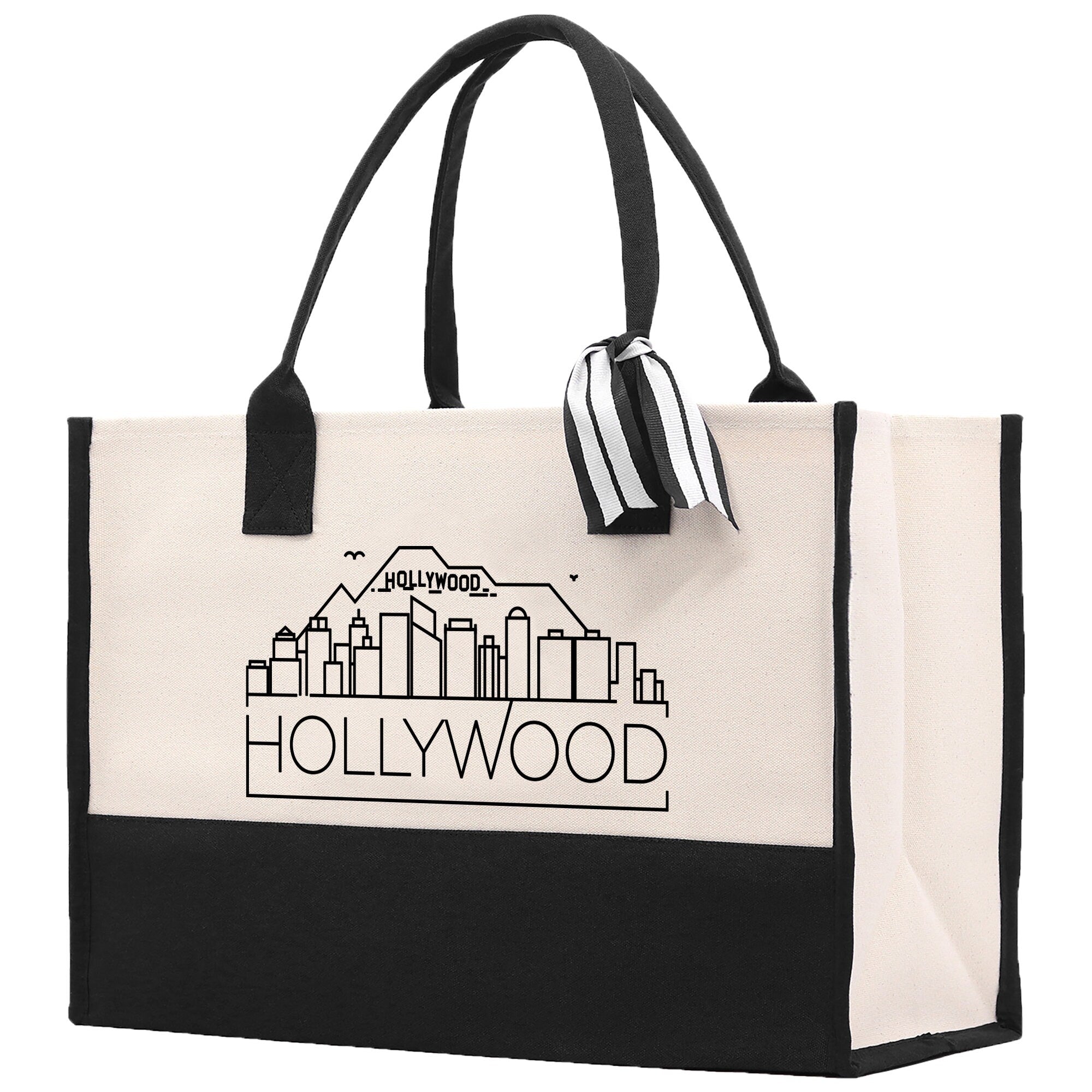 Hollywood Cotton Canvas Tote Bag Travel Vacation Tote Employee and Client Gift Wedding Favor Birthday Welcome Tote Bag Bridesmaid Gift - Aaria Tees Aaria Tees