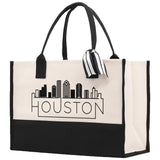 Houston Cotton Canvas Tote Bag TX Travel Vacation Tote Employee and Client Gift Wedding Favor Birthday Welcome Tote Bag Bridesmaid Gift - Aaria Tees Aaria Tees