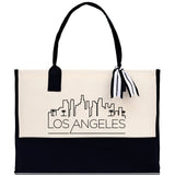 Los Angeles Cotton Canvas Tote Bag LA Travel Vacation Tote Employee and Client Gift Wedding Favor Birthday Welcome Tote Bag Bridesmaid Gift - Aaria Tees Aaria Tees