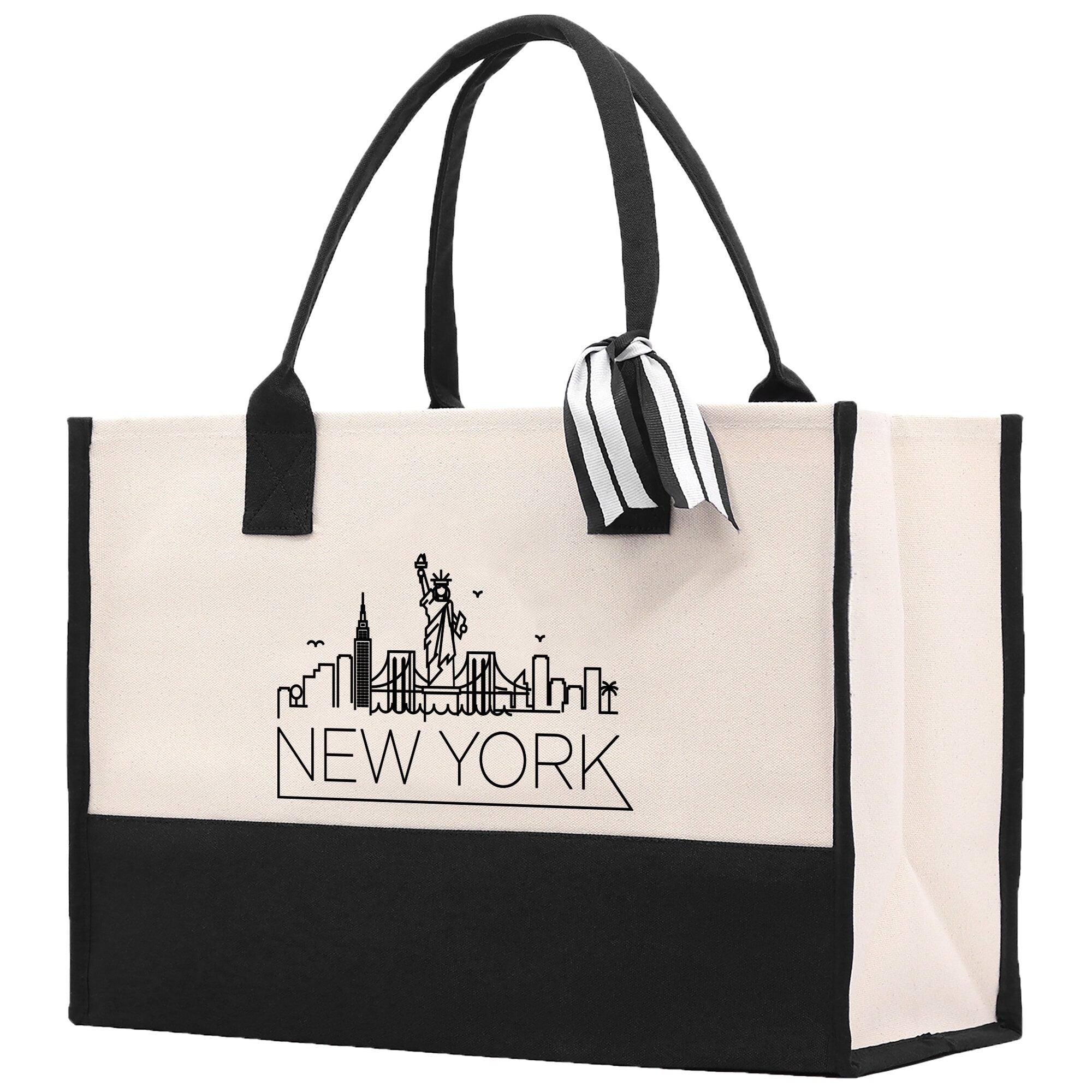 New York Cotton Canvas Tote Bag NY Travel Vacation Tote Employee and Client Gift Wedding Favor Birthday Welcome Tote Bag Bridesmaid Gift - Aaria Tees Aaria Tees