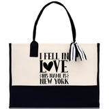 New York Cotton Canvas Tote Bag NY Travel Vacation Tote Employee and Client Gift NYC Wedding Favor Birthday Welcome Tote Bag Bridesmaid Gift - Aaria Tees Aaria Tees