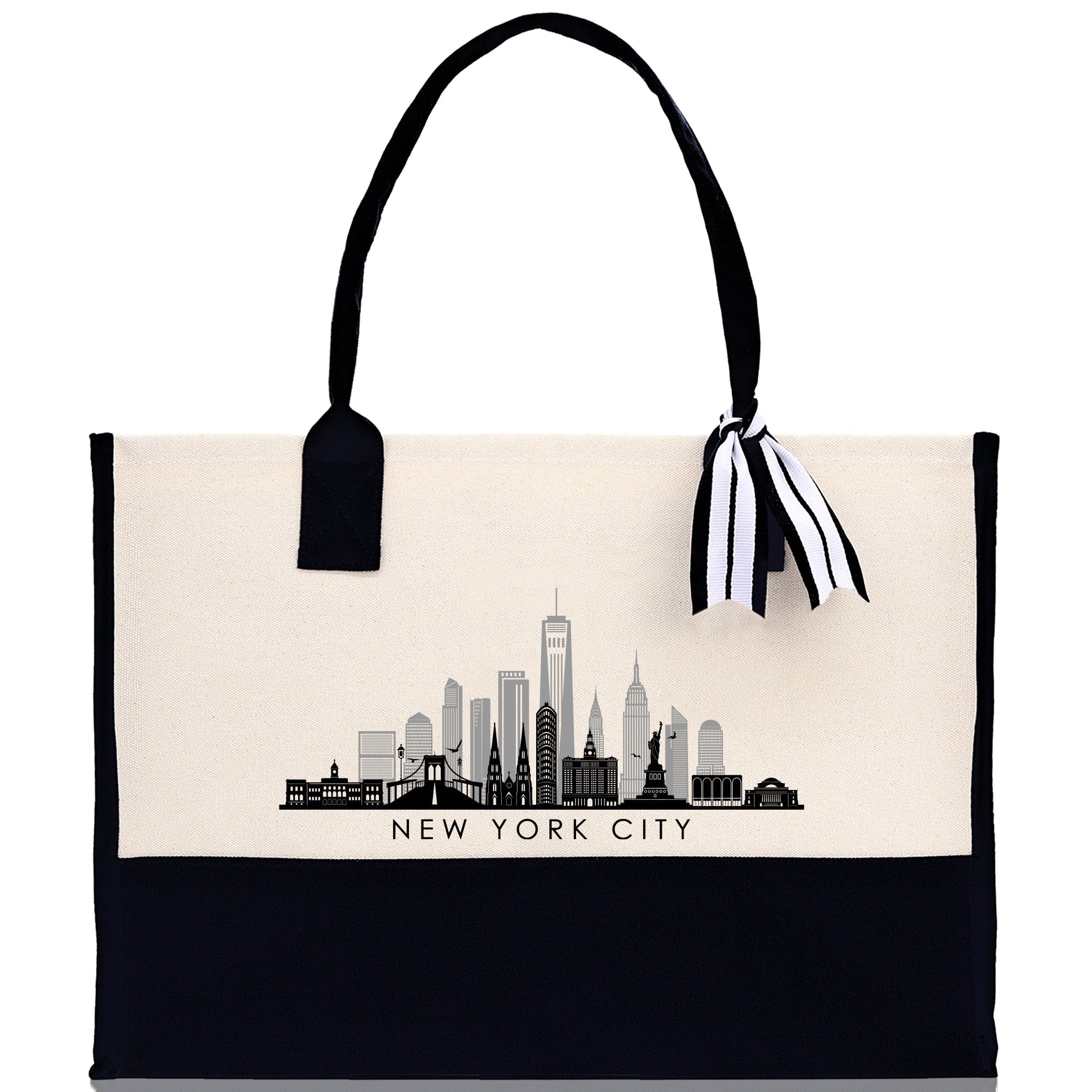 New York Cotton Canvas Tote Bag NY Travel Vacation Tote Employee and Client Gift NYC Wedding Favor Birthday Welcome Tote Bag Bridesmaid Gift - Aaria Tees Aaria Tees