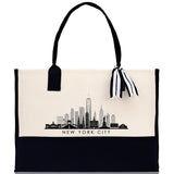 New York Cotton Canvas Tote Bag NY Travel Vacation Tote Employee and Client Gift NYC Wedding Favor Birthday Welcome Tote Bag Bridesmaid Gift - Aaria Tees Aaria Tees