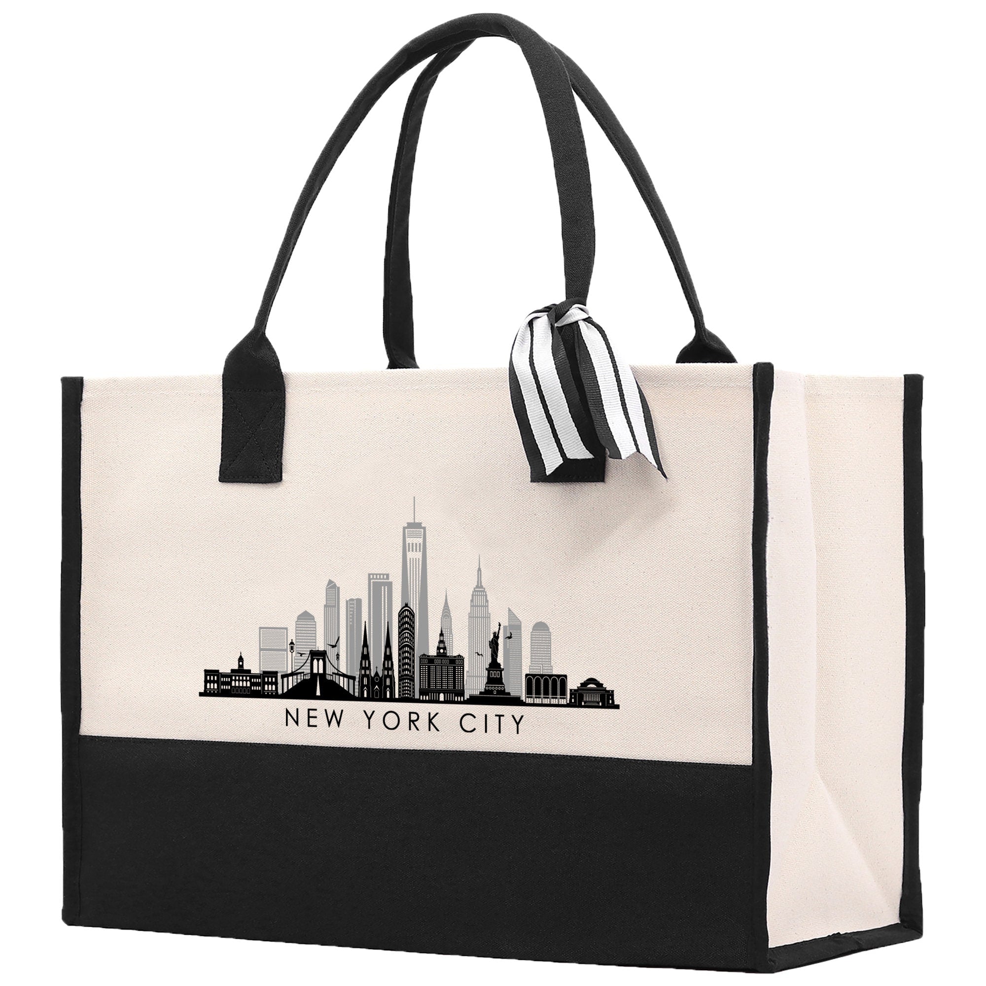 New York Cotton Canvas Tote Bag NY Travel Vacation Tote Employee and Client Gift NYC Wedding Favor Birthday Welcome Tote Bag Bridesmaid Gift - Aaria Tees Aaria Tees