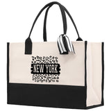 New York Cotton Canvas Tote Bag NY Travel Vacation Tote Employee and Client Gift NYC Wedding Favor Birthday Welcome Tote Bag Bridesmaid Gift - Aaria Tees Aaria Tees