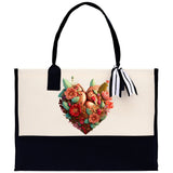 Heart Canvas Tote Bag Happy Valentines Day Gift for Her Love Tote Bag Lovers Gift Mother Day Gift Cute Valentines Gift - Aaria Tees Aaria Tees