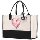 Heart Canvas Tote Bag Happy Valentines Day Gift for Her Love Tote Bag Lovers Gift Mother Day Gift Cute Valentines Gift - Aaria Tees Aaria Tees