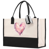 Heart Canvas Tote Bag Happy Valentines Day Gift for Her Love Tote Bag Lovers Gift Mother Day Gift Cute Valentines Gift - Aaria Tees Aaria Tees