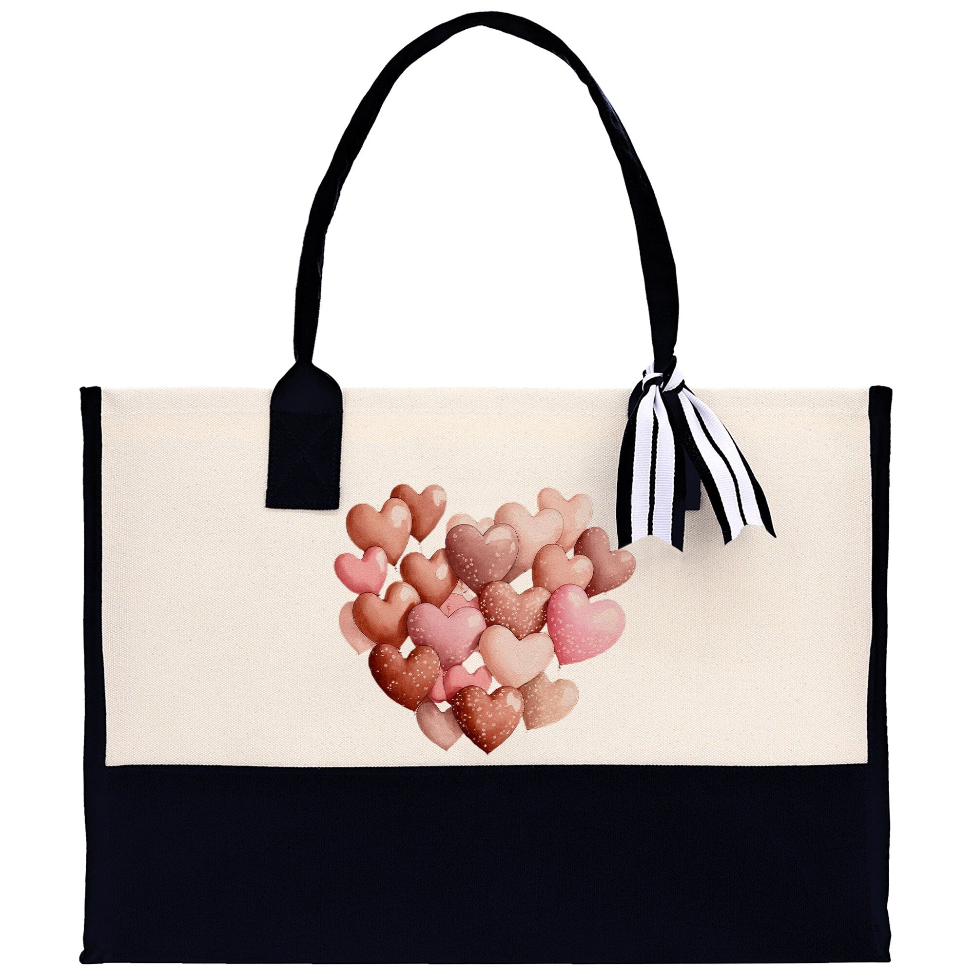 Heart Canvas Tote Bag Happy Valentines Day Gift for Her Love Tote Bag Lovers Gift Mother Day Gift Cute Valentines Gift - Aaria Tees Aaria Tees