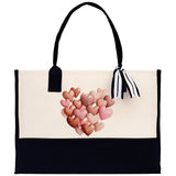 Heart Canvas Tote Bag Happy Valentines Day Gift for Her Love Tote Bag Lovers Gift Mother Day Gift Cute Valentines Gift - Aaria Tees Aaria Tees