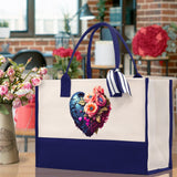 Purple Heart Flowers Valentine's day gifts for her True Love Tote Bag Custom Gift Bag Valentine TMC-L-VD1007 - Aaria Tees Aaria Tees