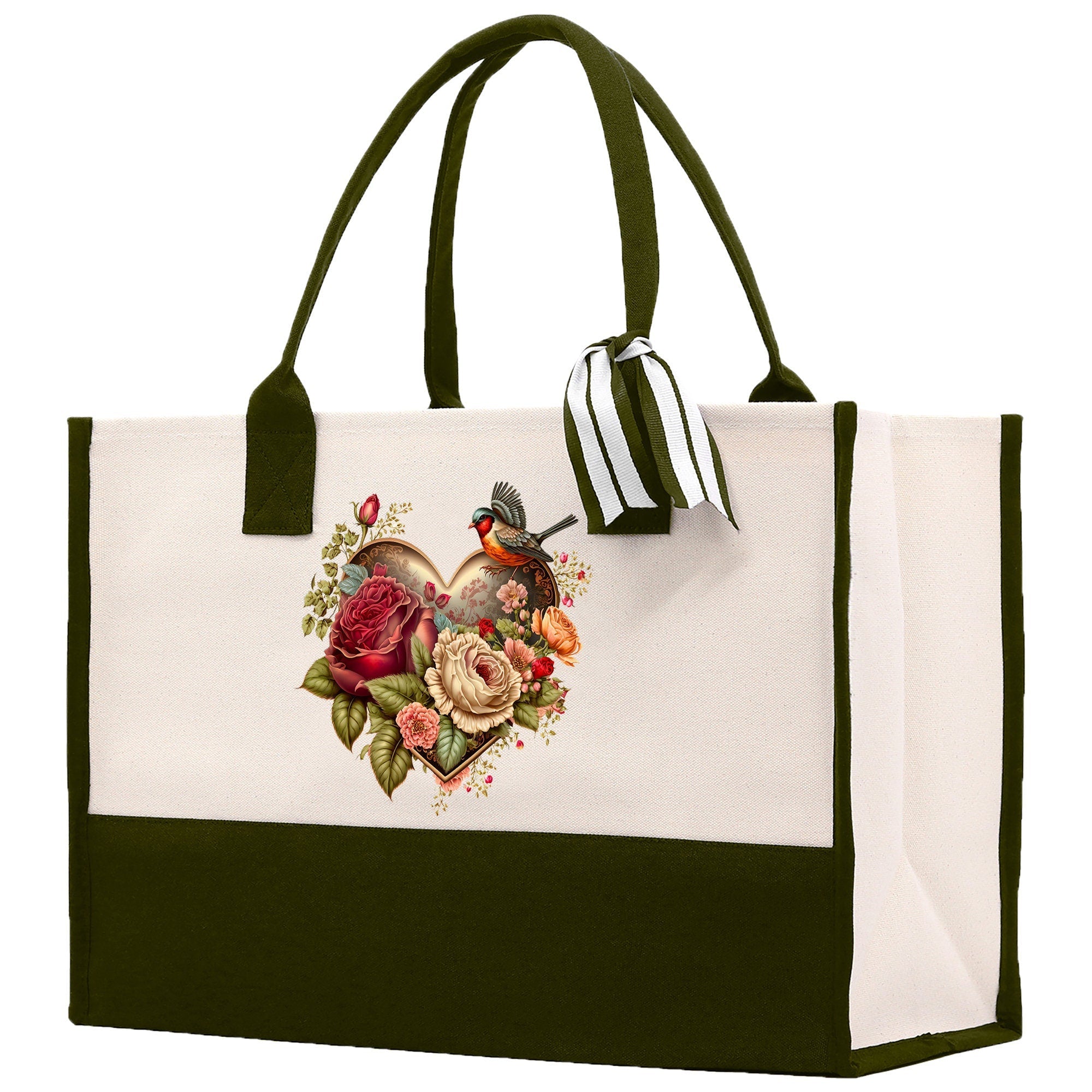 Heart Canvas Tote Bag Happy Valentines Day Gift for Her Love Tote Bag Lovers Gift Mother Day Gift Cute Valentines Gift - Aaria Tees Aaria Tees