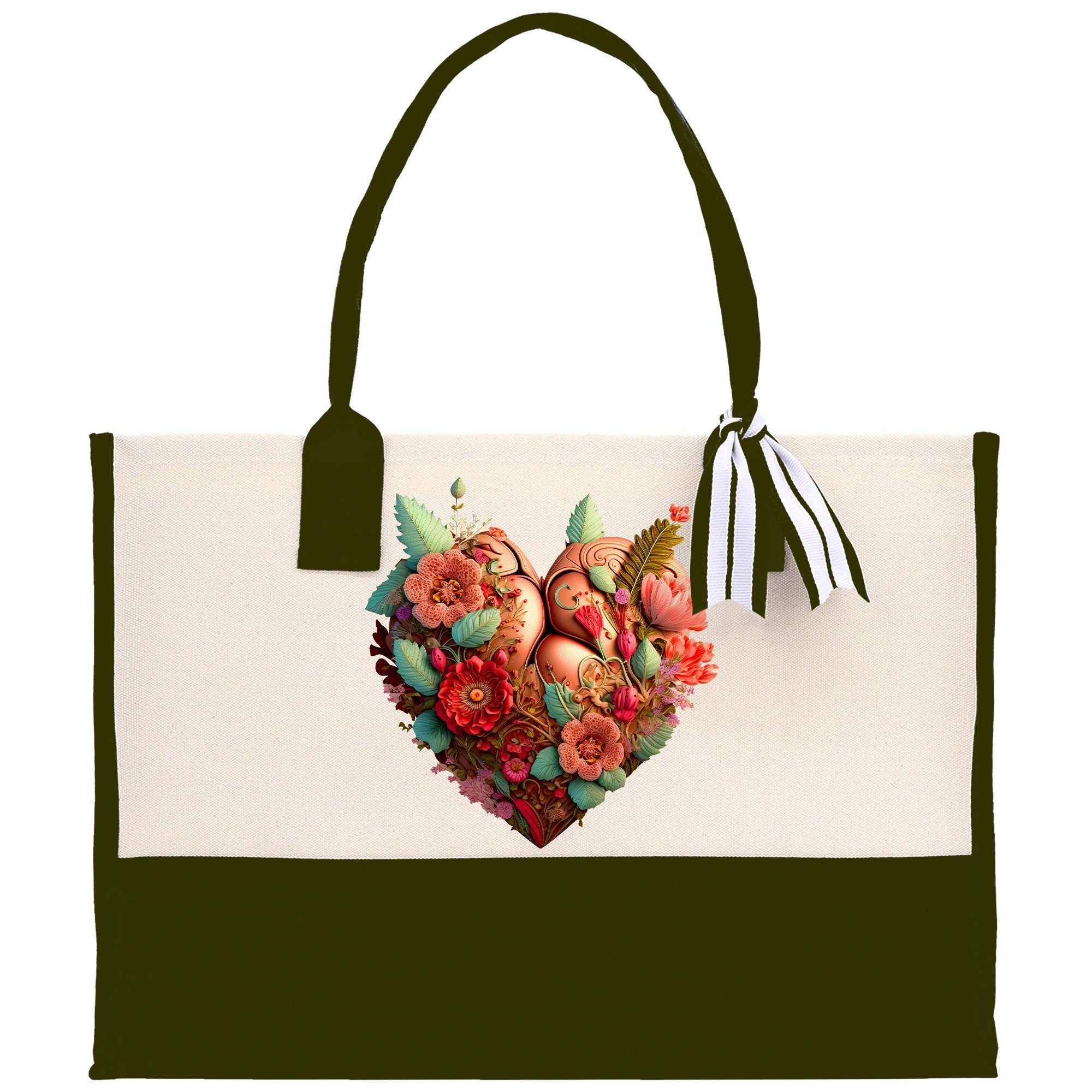 Heart Canvas Tote Bag Happy Valentines Day Gift for Her Love Tote Bag Lovers Gift Mother Day Gift Cute Valentines Gift - Aaria Tees Aaria Tees