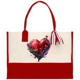 Heart Canvas Tote Bag Happy Valentines Day Gift for Her Love Tote Bag Lovers Gift Mother Day Gift Cute Valentines Gift - Aaria Tees Aaria Tees