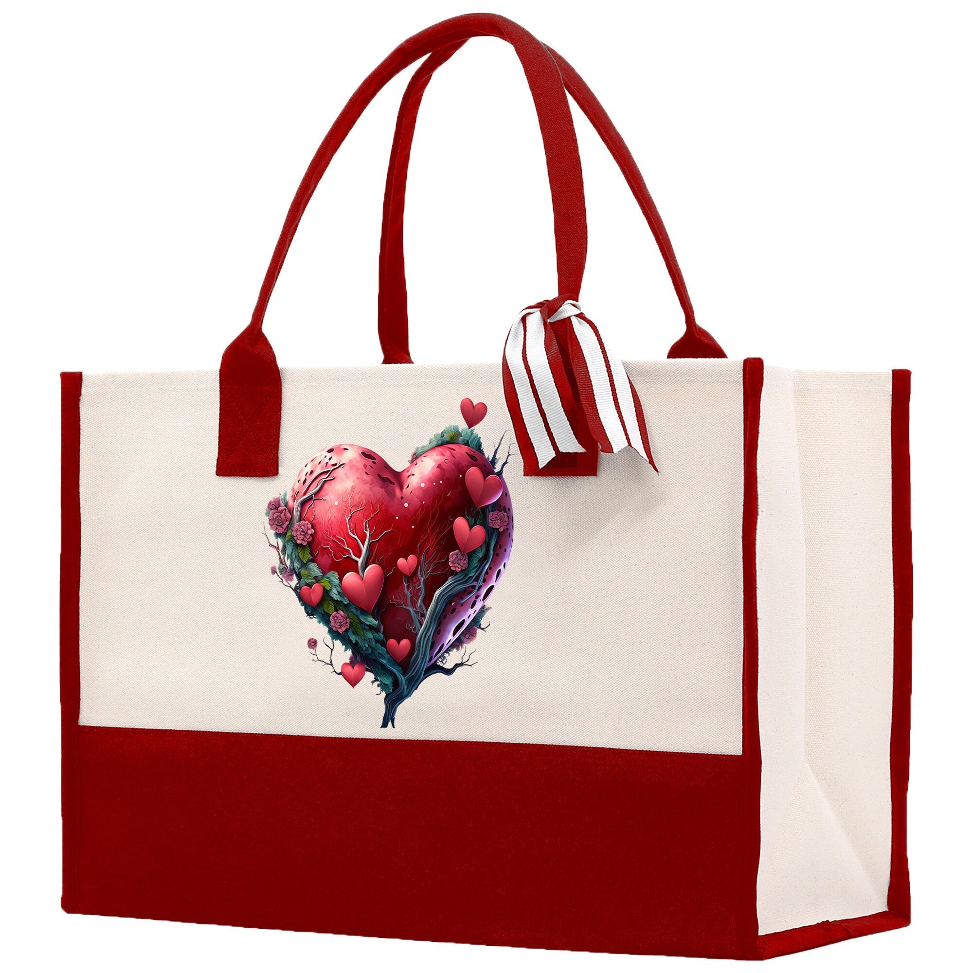 Heart Canvas Tote Bag Happy Valentines Day Gift for Her Love Tote Bag Lovers Gift Mother Day Gift Cute Valentines Gift - Aaria Tees Aaria Tees