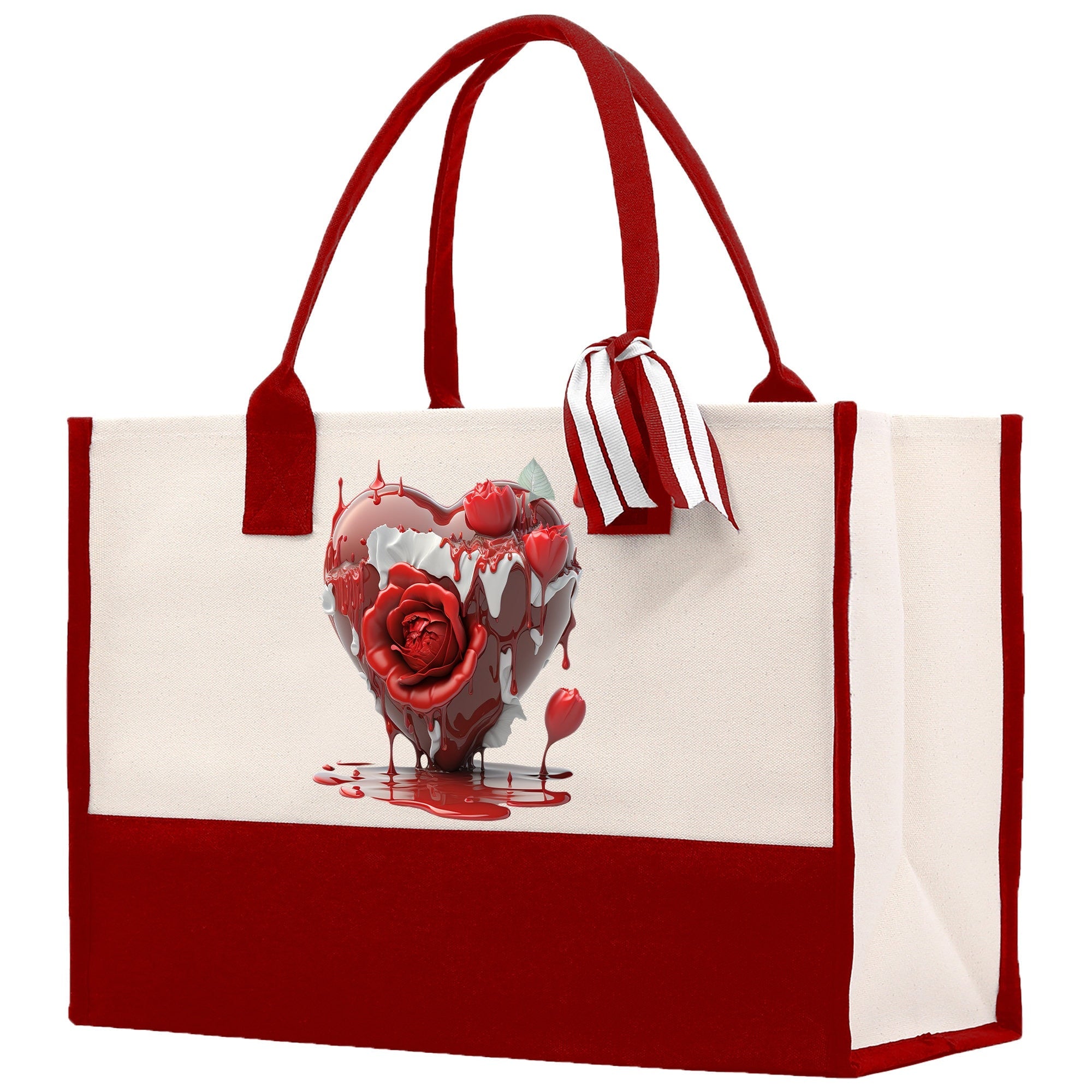 Heart Canvas Tote Bag Happy Valentines Day Gift for Her Love Tote Bag Lovers Gift Mother Day Gift Cute Valentines Gift - Aaria Tees Aaria Tees