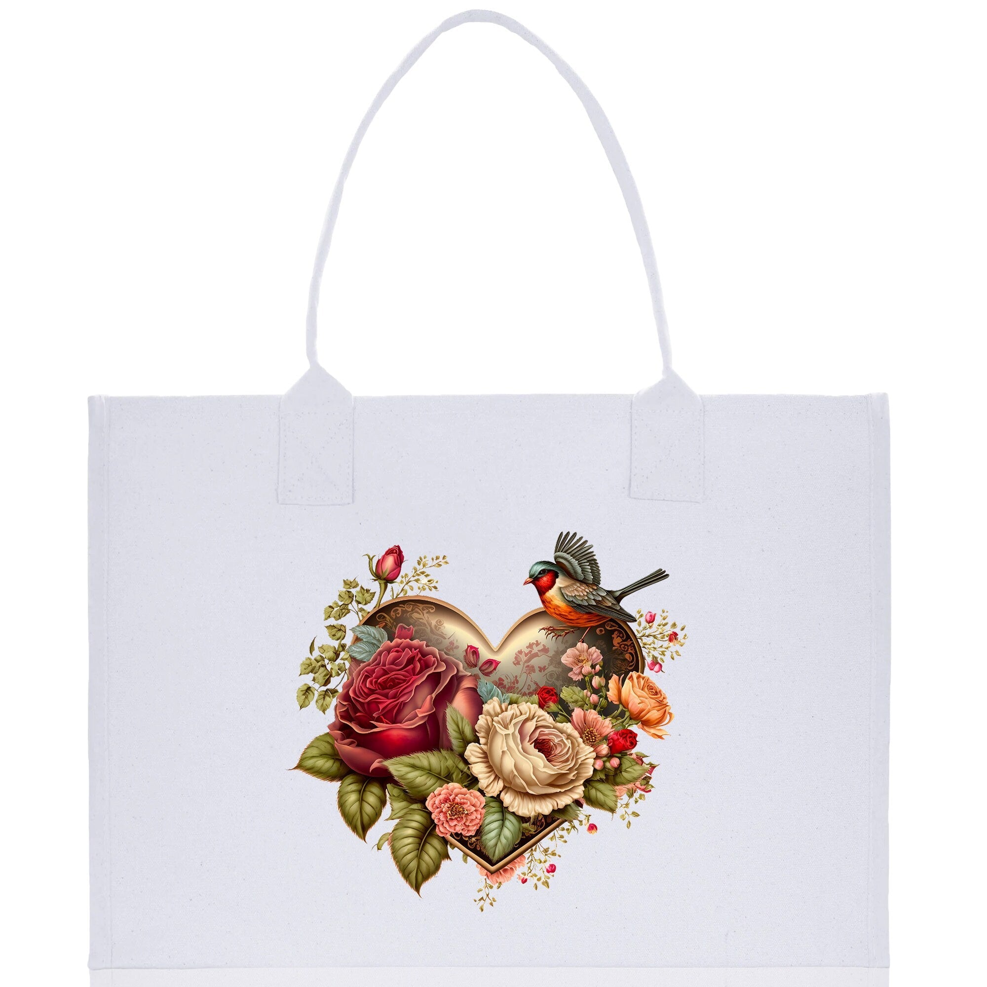 Heart Canvas Tote Bag Happy Valentines Day Gift for Her Love Tote Bag Lovers Gift Mother Day Gift Cute Valentines Gift - Aaria Tees Aaria Tees