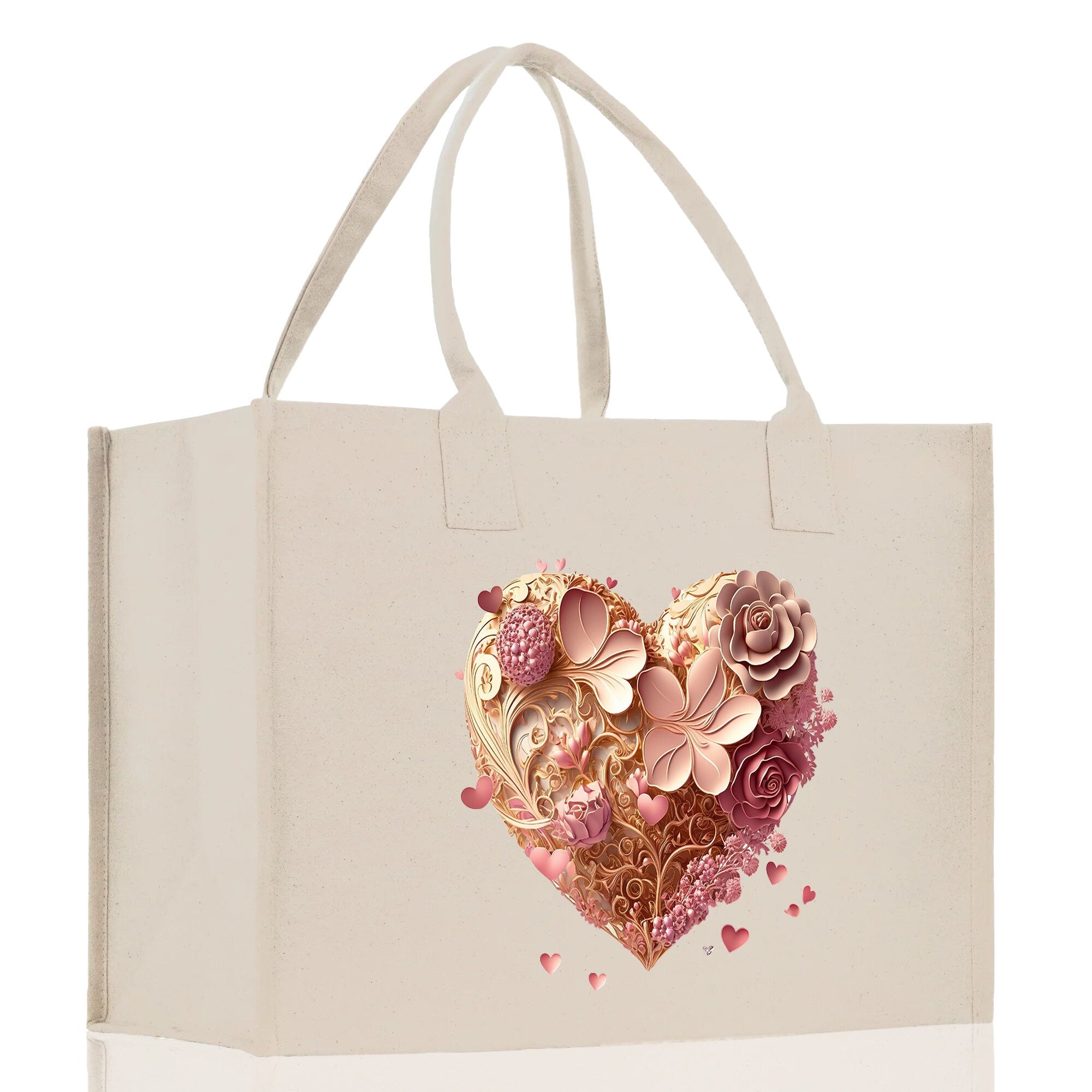 Heart Canvas Tote Bag Happy Valentines Day Gift for Her Love Tote Bag Lovers Gift Mother Day Gift Cute Valentines Gift - Aaria Tees Aaria Tees