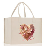 Heart Canvas Tote Bag Happy Valentines Day Gift for Her Love Tote Bag Lovers Gift Mother Day Gift Cute Valentines Gift - Aaria Tees Aaria Tees