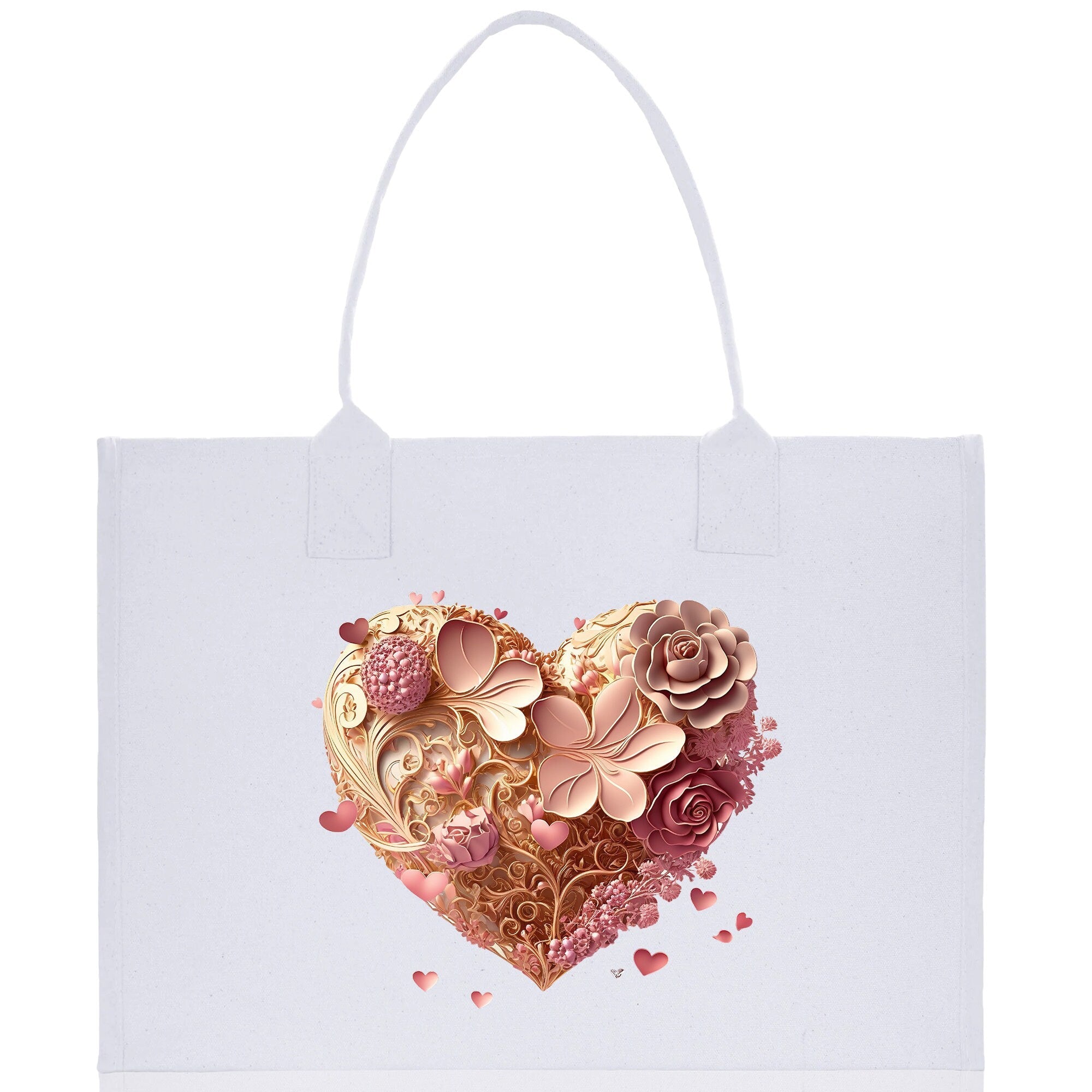 Heart Canvas Tote Bag Happy Valentines Day Gift for Her Love Tote Bag Lovers Gift Mother Day Gift Cute Valentines Gift - Aaria Tees Aaria Tees