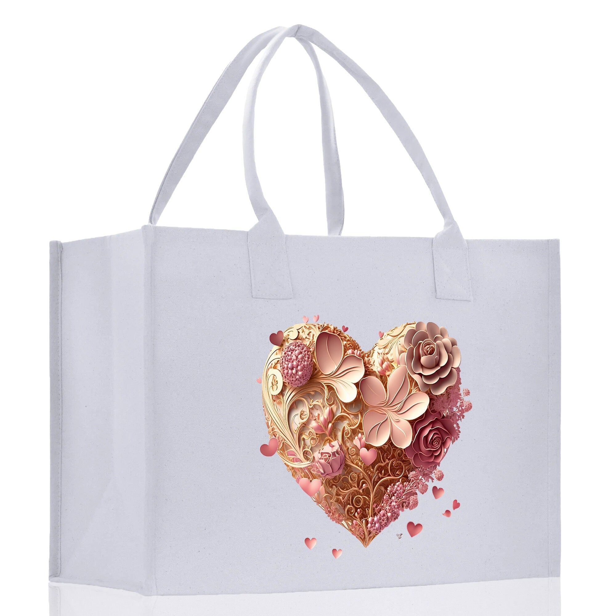 Heart Canvas Tote Bag Happy Valentines Day Gift for Her Love Tote Bag Lovers Gift Mother Day Gift Cute Valentines Gift - Aaria Tees Aaria Tees