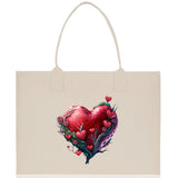 Heart Canvas Tote Bag Happy Valentines Day Gift for Her Love Tote Bag Lovers Gift Mother Day Gift Cute Valentines Gift - Aaria Tees Aaria Tees
