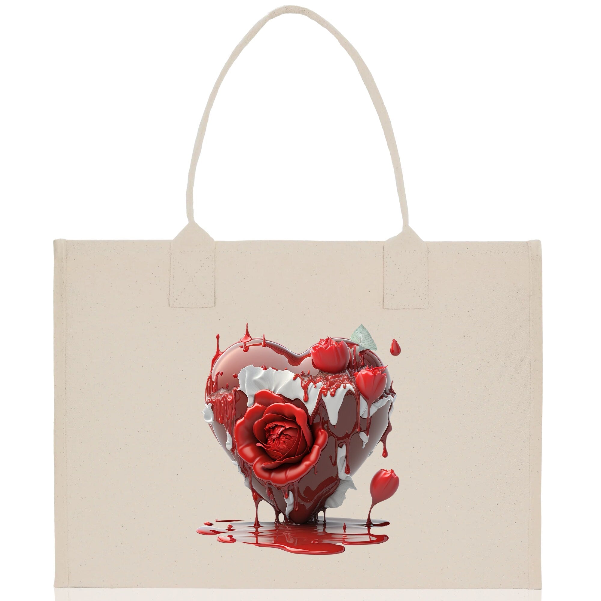 Heart Canvas Tote Bag Happy Valentines Day Gift for Her Love Tote Bag Lovers Gift Mother Day Gift Cute Valentines Gift - Aaria Tees Aaria Tees