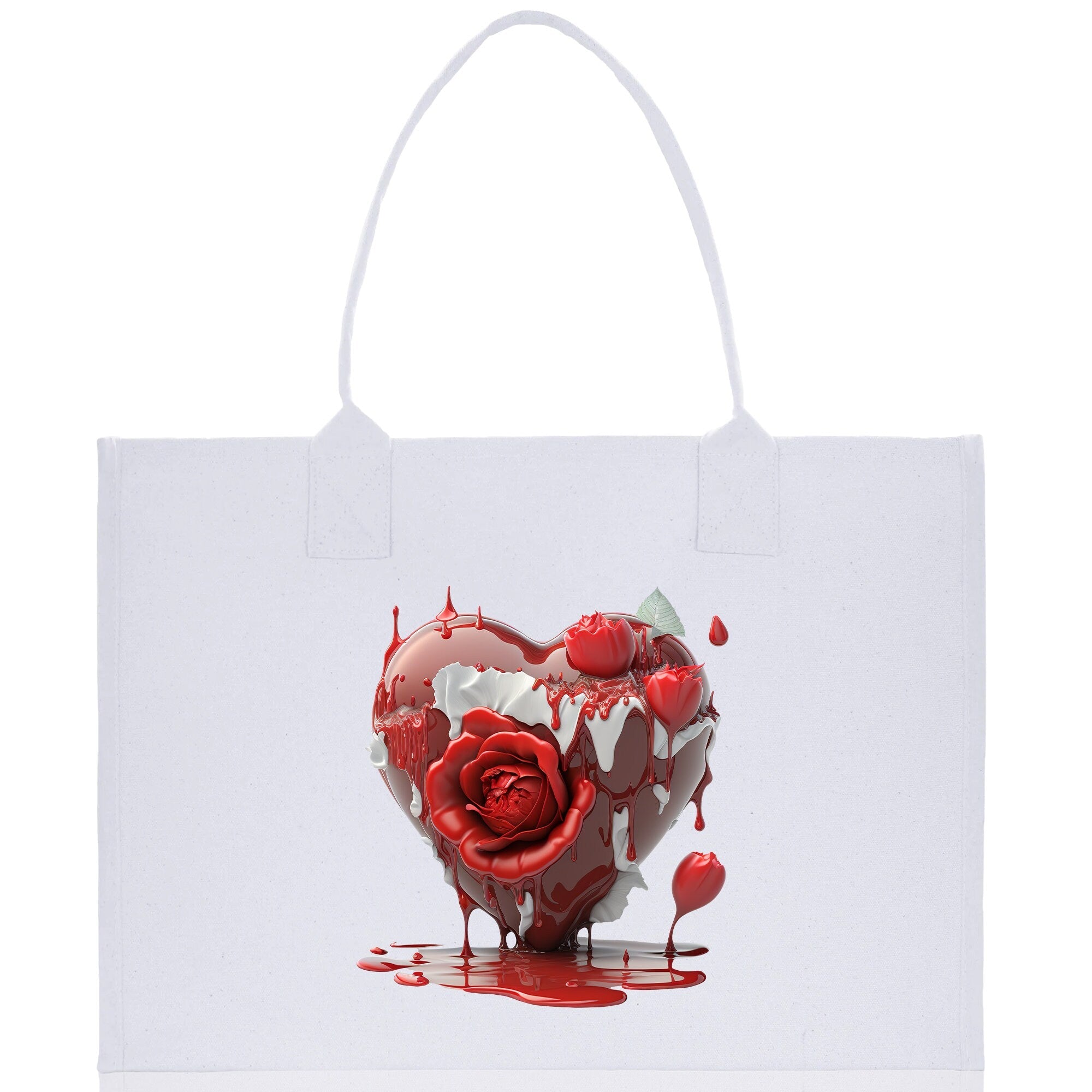 Heart Canvas Tote Bag Happy Valentines Day Gift for Her Love Tote Bag Lovers Gift Mother Day Gift Cute Valentines Gift - Aaria Tees Aaria Tees