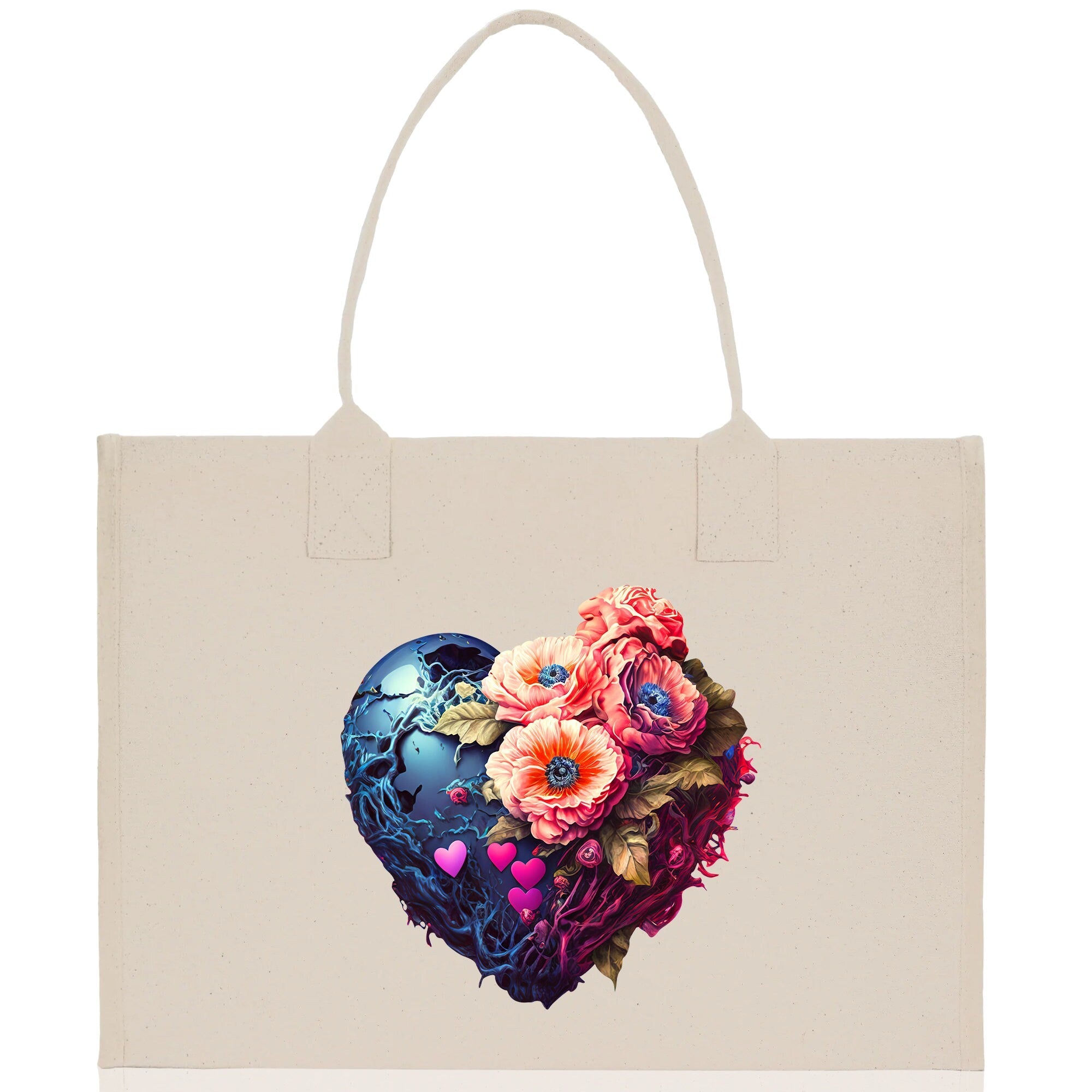 Heart Canvas Tote Bag Happy Valentines Day Gift for Her Love Tote Bag Lovers Gift Mother Day Gift Cute Valentines Gift - Aaria Tees Aaria Tees
