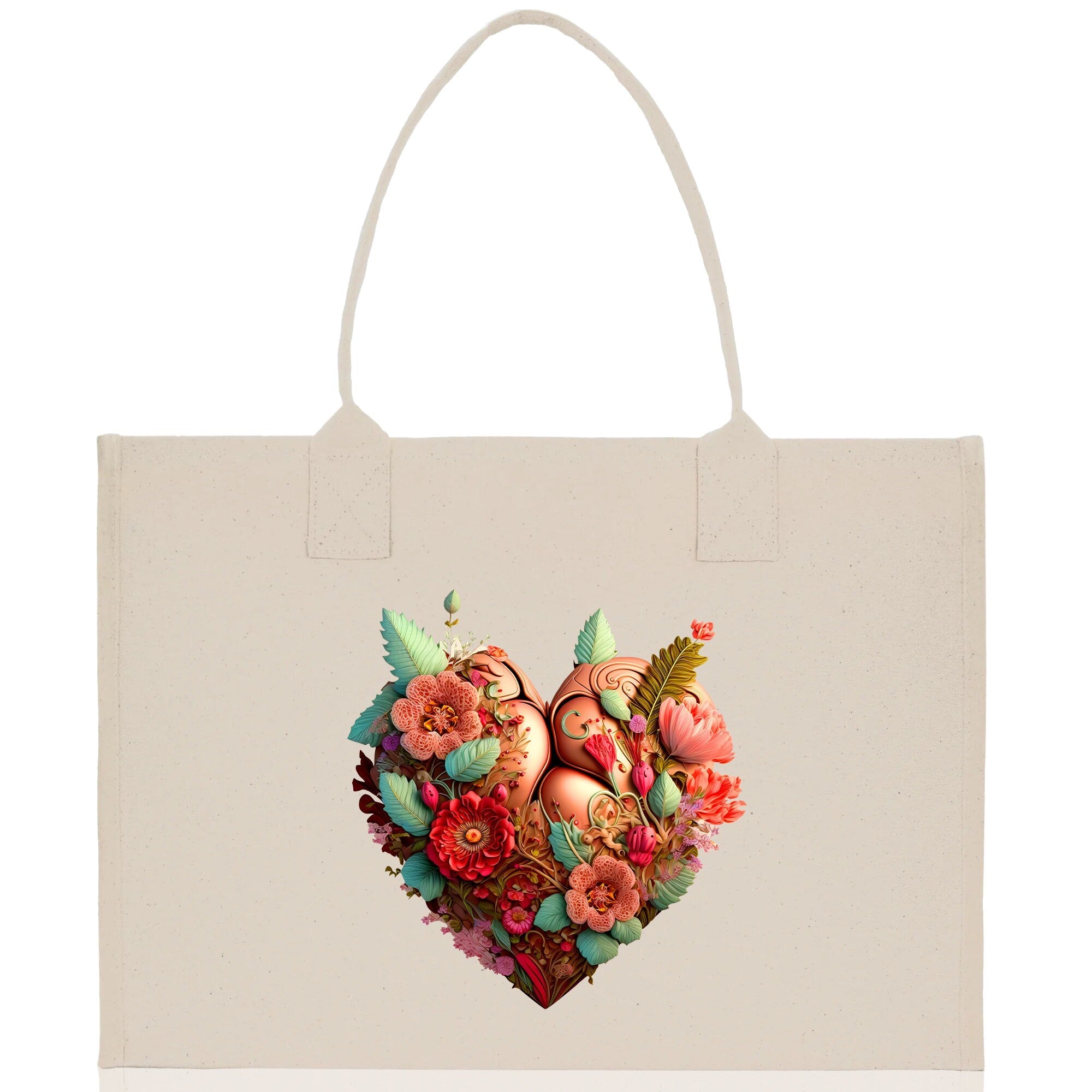 Heart Canvas Tote Bag Happy Valentines Day Gift for Her Love Tote Bag Lovers Gift Mother Day Gift Cute Valentines Gift - Aaria Tees Aaria Tees