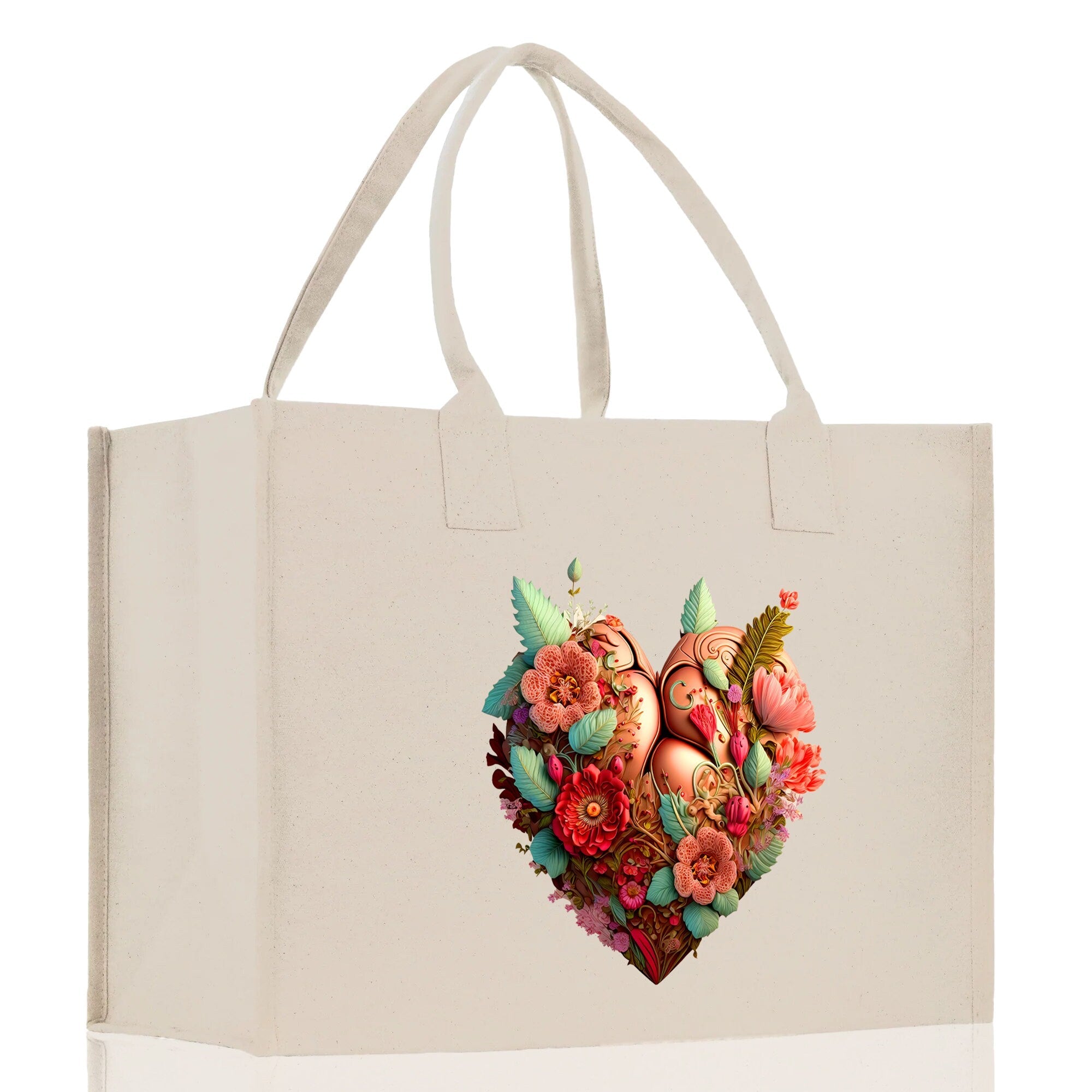 Heart Canvas Tote Bag Happy Valentines Day Gift for Her Love Tote Bag Lovers Gift Mother Day Gift Cute Valentines Gift - Aaria Tees Aaria Tees