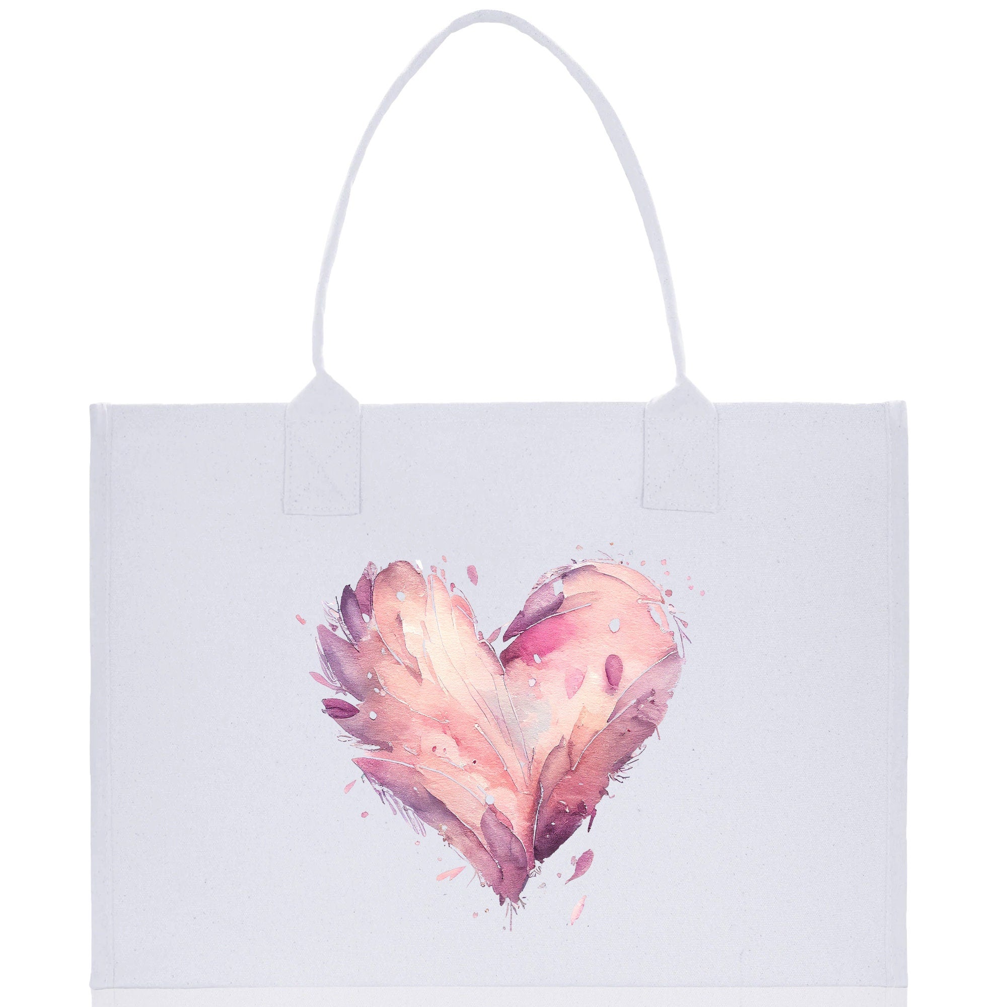 Heart Canvas Tote Bag Happy Valentines Day Gift for Her Love Tote Bag Lovers Gift Mother Day Gift Cute Valentines Gift - Aaria Tees Aaria Tees