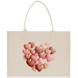 Heart Canvas Tote Bag Happy Valentines Day Gift for Her Love Tote Bag Lovers Gift Mother Day Gift Cute Valentines Gift - Aaria Tees Aaria Tees