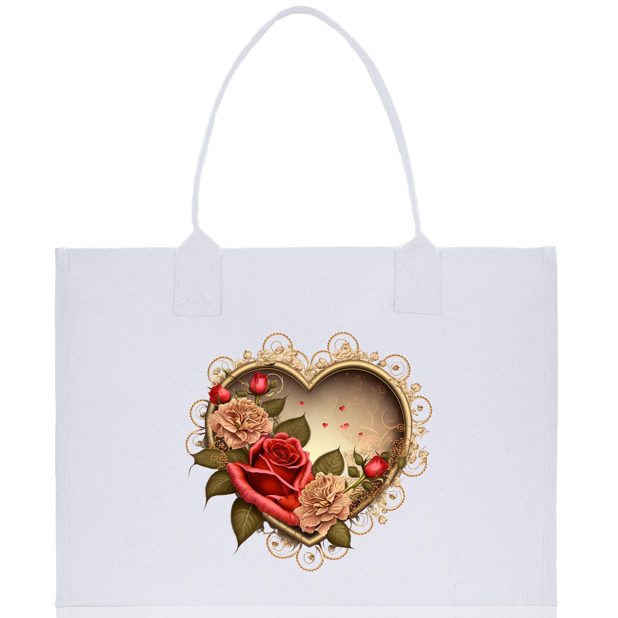 Heart Canvas Tote Bag Happy Valentines Day Gift for Her Love Tote Bag Lovers Gift Mother Day Gift Cute Valentines Gift - Aaria Tees Aaria Tees