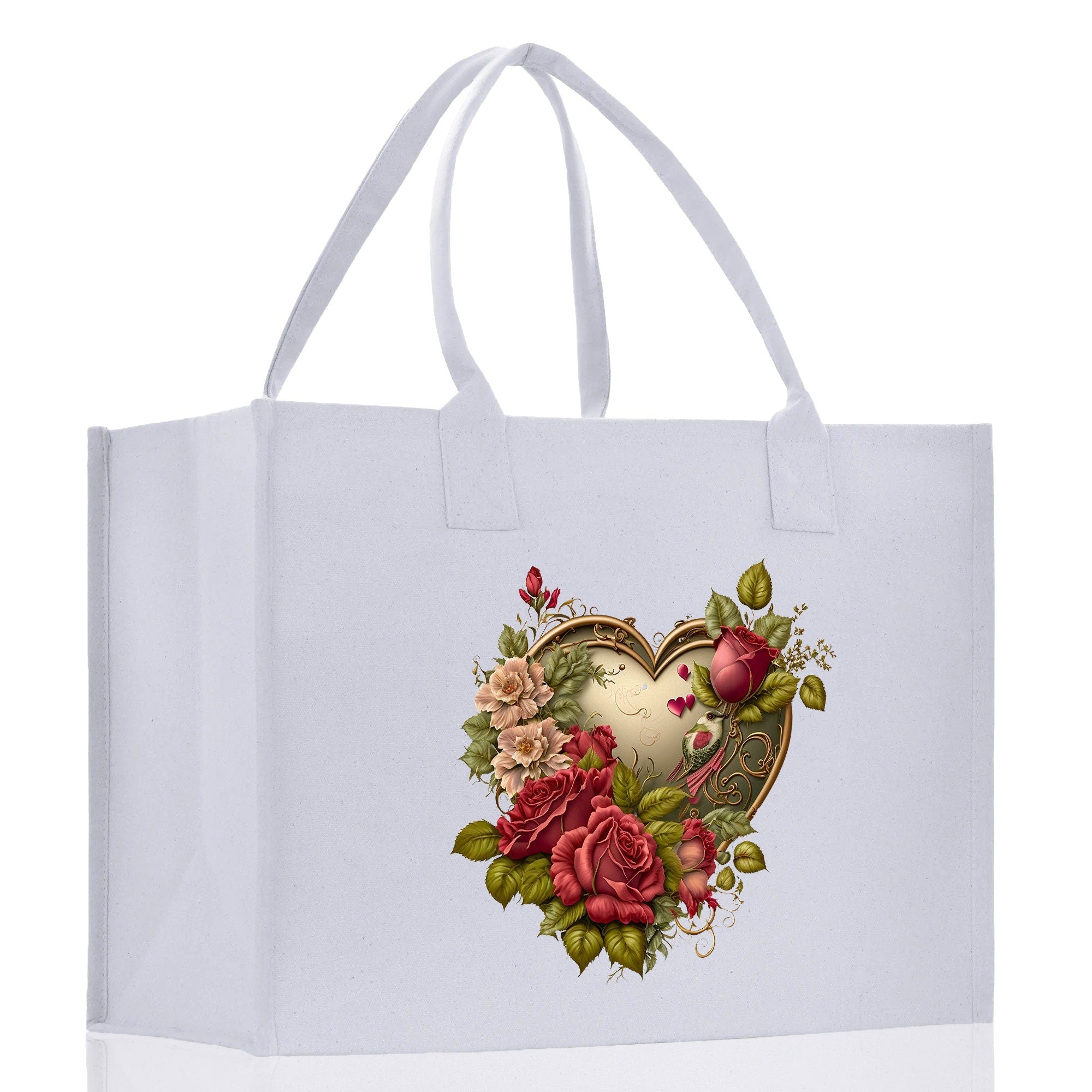 Heart Canvas Tote Bag Happy Valentines Day Gift for Her Love Tote Bag Lovers Gift Mother Day Gift Cute Valentines Gift - Aaria Tees Aaria Tees