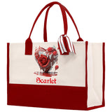 Personalized Heart Canvas Tote Bag Happy Valentines Day Gift Love Tote Bag Customize Lovers Gift Mother Day Gift Cute Valentines Gift - Aaria Tees Aaria Tees