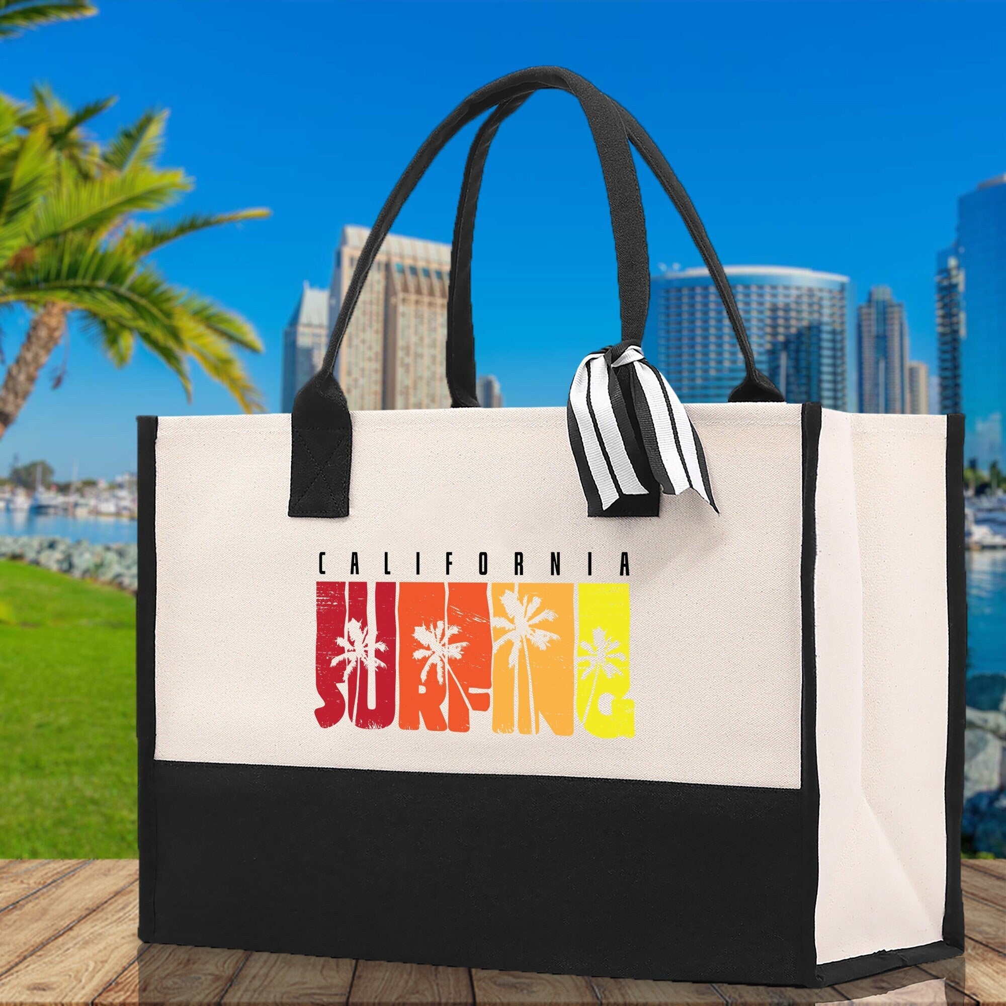 California Cotton Canvas Tote Bag CA Travel Vacation Tote Employee and Client Gift Wedding Favor Birthday Welcome Tote Bag Bridesmaid Gift - Aaria Tees Aaria Tees