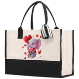 Cute Elephant Heart Valentine's day gifts for her True Love Tote Bag  Custom Gift Bag Valentine Elephant TMC-L-VD1001 - Aaria Tees Aaria Tees