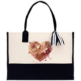 Heart Canvas Tote Bag Happy Valentines Day Gift for Her Love Tote Bag Lovers Gift Mother Day Gift Cute Valentines Gift - Aaria Tees Aaria Tees