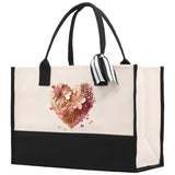 Heart Canvas Tote Bag Happy Valentines Day Gift for Her Love Tote Bag Lovers Gift Mother Day Gift Cute Valentines Gift - Aaria Tees Aaria Tees