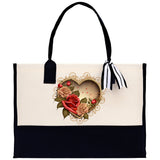 Heart Canvas Tote Bag Happy Valentines Day Gift for Her Love Tote Bag Lovers Gift Mother Day Gift Cute Valentines Gift - Aaria Tees Aaria Tees