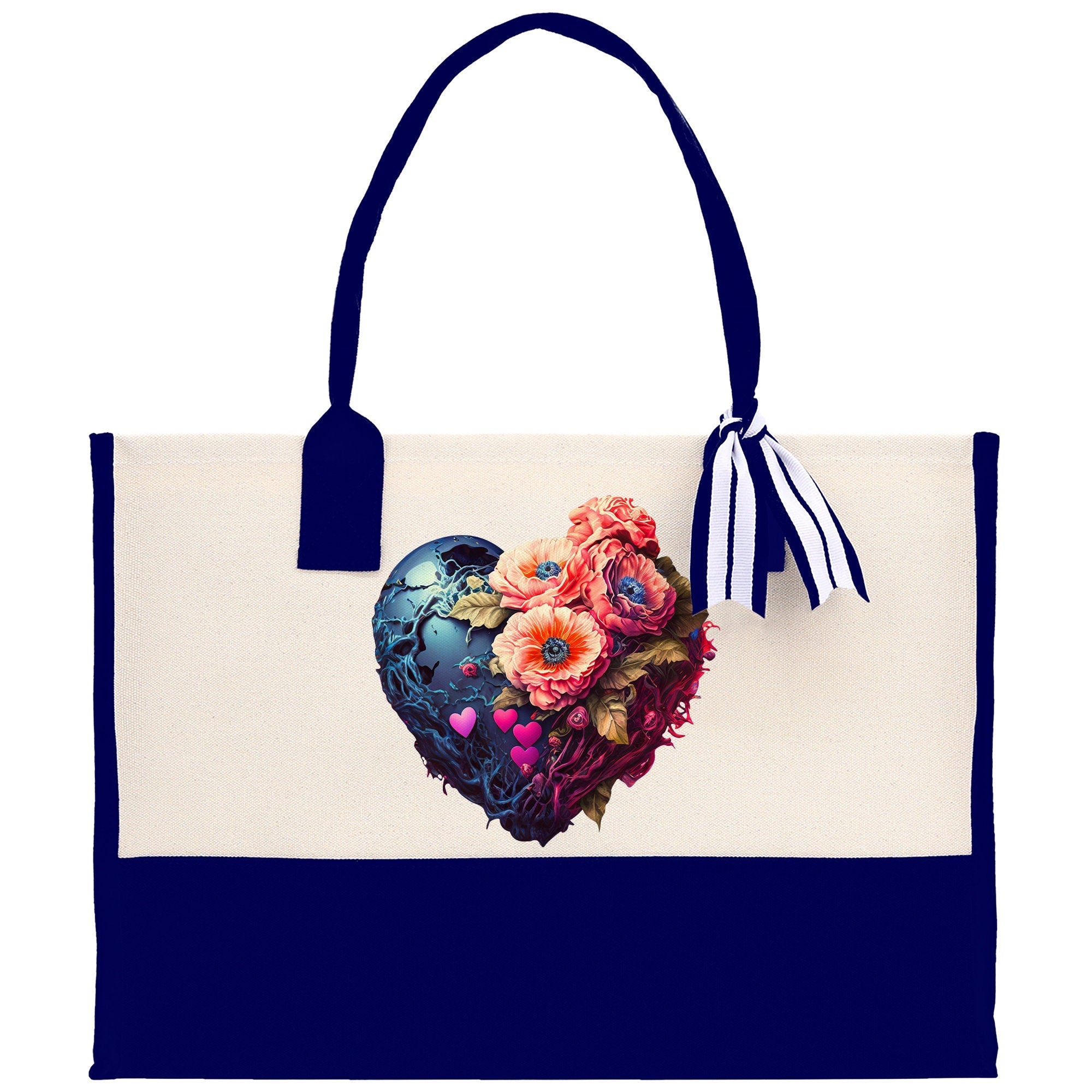 Heart Canvas Tote Bag Happy Valentines Day Gift for Her Love Tote Bag Lovers Gift Mother Day Gift Cute Valentines Gift - Aaria Tees Aaria Tees