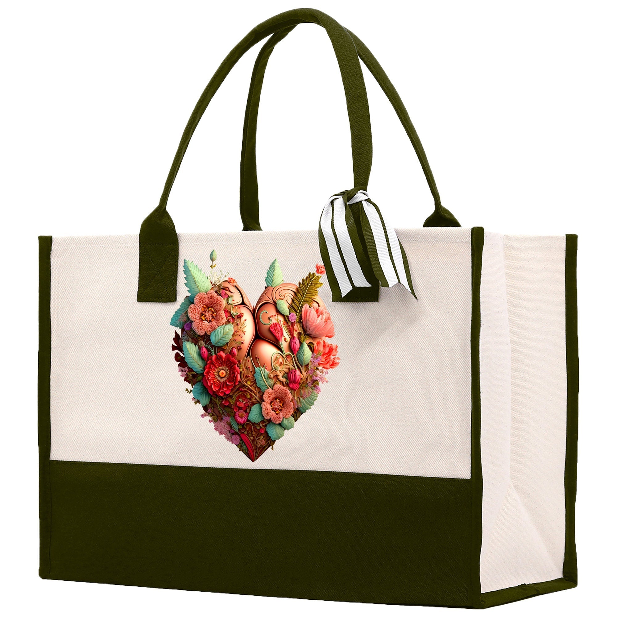 Heart Canvas Tote Bag Happy Valentines Day Gift for Her Love Tote Bag Lovers Gift Mother Day Gift Cute Valentines Gift - Aaria Tees Aaria Tees
