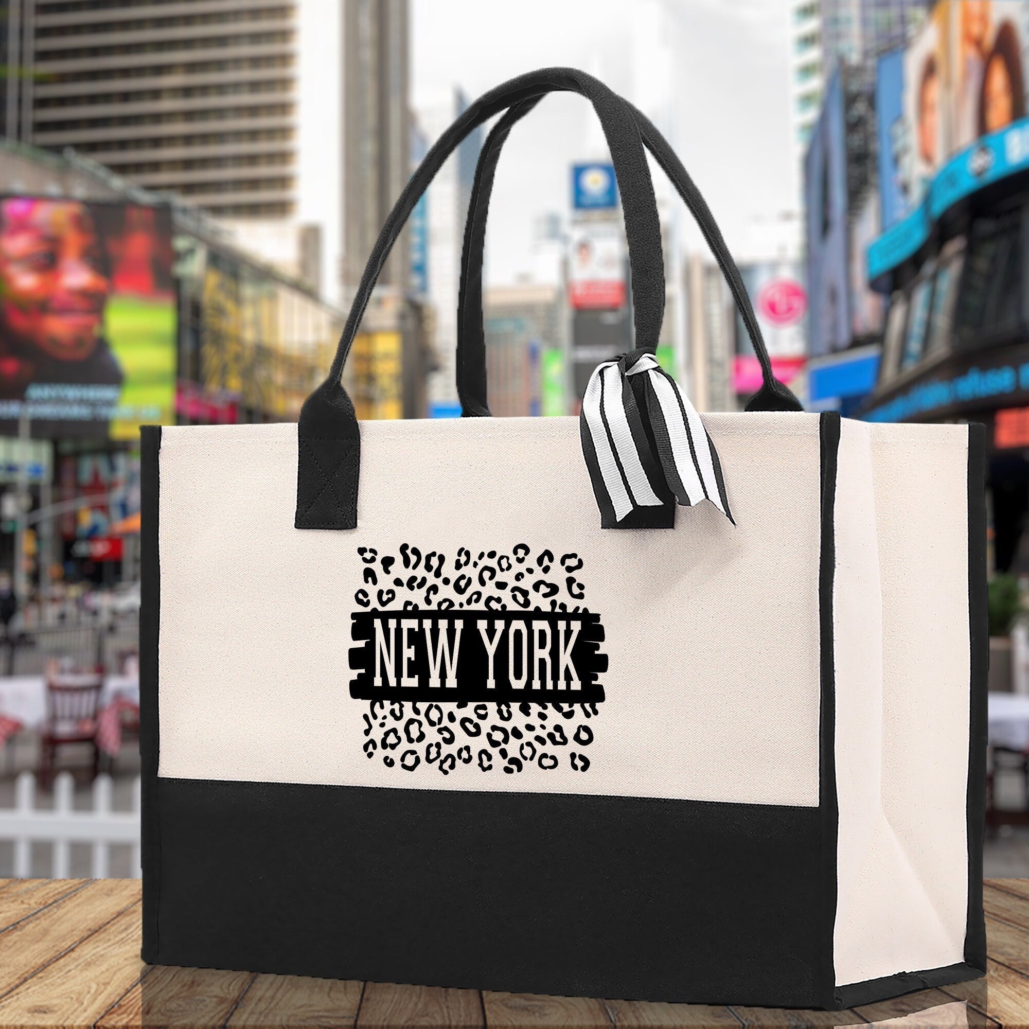 New York Cotton Canvas Tote Bag NY Travel Vacation Tote Employee and Client Gift NYC Wedding Favor Birthday Welcome Tote Bag Bridesmaid Gift - Aaria Tees Aaria Tees