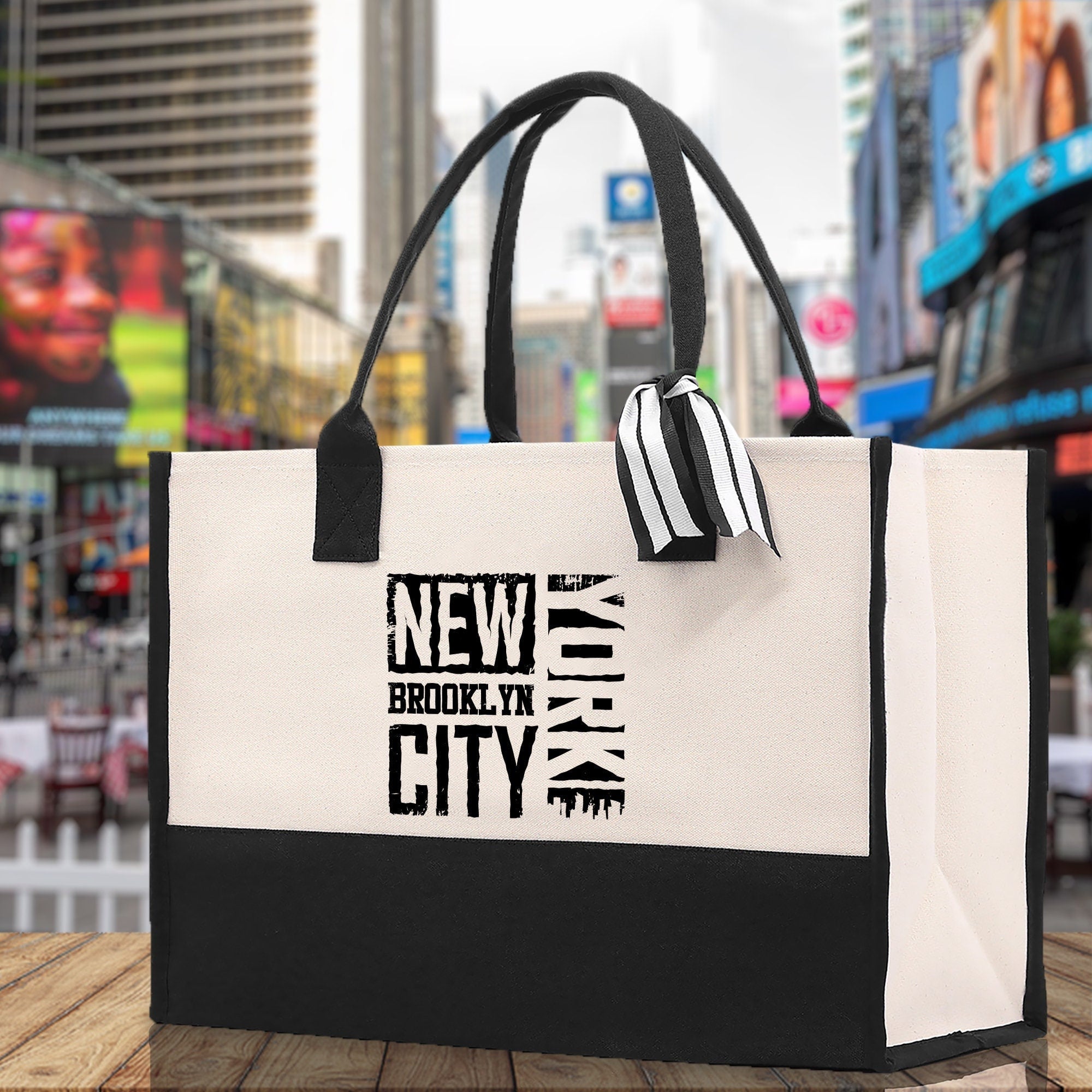 New York Cotton Canvas Tote Bag NY Travel Vacation Tote Employee and Client Gift NYC Wedding Favor Birthday Welcome Tote Bag Bridesmaid Gift - Aaria Tees Aaria Tees