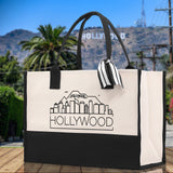 Hollywood Cotton Canvas Tote Bag Travel Vacation Tote Employee and Client Gift Wedding Favor Birthday Welcome Tote Bag Bridesmaid Gift - Aaria Tees Aaria Tees
