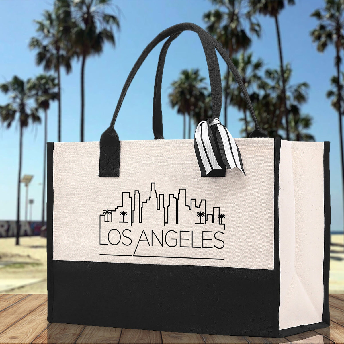 Los Angeles Cotton Canvas Tote Bag LA Travel Vacation Tote Employee and Client Gift Wedding Favor Birthday Welcome Tote Bag Bridesmaid Gift - Aaria Tees