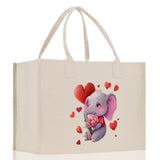 Heart Canvas Tote Bag Happy Valentines Day Gift for Her Love Tote Bag Lovers Gift Mother Day Gift Cute Valentines Gift - Aaria Tees Aaria Tees