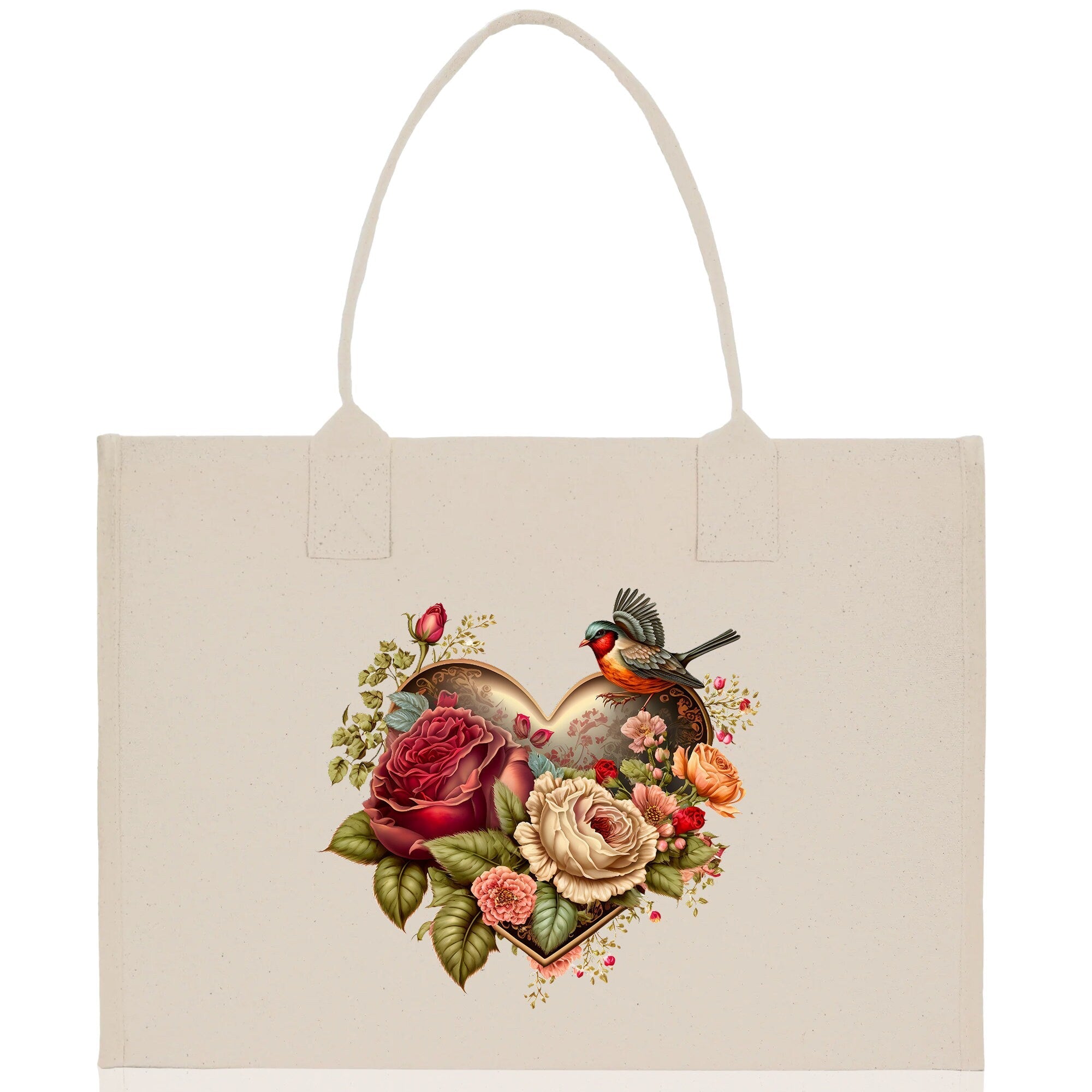Heart Canvas Tote Bag Happy Valentines Day Gift for Her Love Tote Bag Lovers Gift Mother Day Gift Cute Valentines Gift - Aaria Tees Aaria Tees