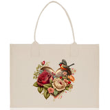 Heart Canvas Tote Bag Happy Valentines Day Gift for Her Love Tote Bag Lovers Gift Mother Day Gift Cute Valentines Gift - Aaria Tees Aaria Tees